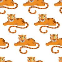 Tiger Seamless pattern. Square design for fabric, wallpaper, wrapping paper, invitation card, scrapbook paper. vector