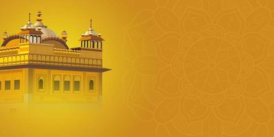 Happy Gurpurab, Guru Nanak Jayanti festival of Sikh celebration background with copy space for text. vector
