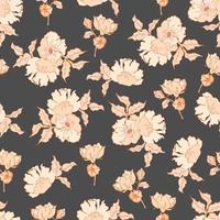 vector de patrones sin fisuras flores con hojas. Ilustración botánica para papel tapiz, textil, tela, ropa, papel, postales