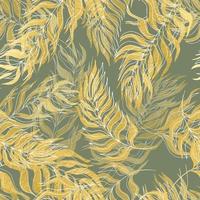 seamless pattern  palm tree leaves gold leaves and contours on background. For textiles, packaging, fabrics, wallpapers, backgrounds, invitations. Summer tropics photo