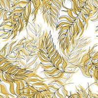 seamless pattern  palm tree leaves gold leaves and contours on background. For textiles, packaging, fabrics, wallpapers, backgrounds, invitations. Summer tropics photo