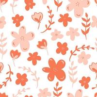 flores de patrones sin fisuras con hojas ilustración botánica para papel tapiz, textil, tela, ropa, papel, postales foto