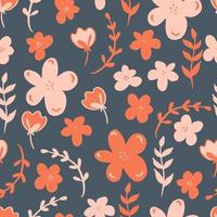 vector seamless pattern flowers with leaves. Botanical illustration for wallpaper, textile, fabric, clothing, paper, postcards