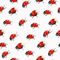 Seamless pattern with ladybugs on white background vector