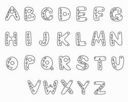 Latin font on a white background with a black outline vector