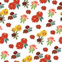 Seamless pattern with marigolds yellow and burgundy vector