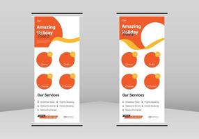 Travel Roll Up Banner Design, Travel agency Service Roll Up Banner,Travel flyer examples Service Banner Design, Travel agency promotional DL Flyer vector