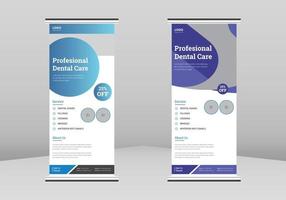 banner enrollable de cuidado dental para médicos, banner enrollable de clínica dental, diseño de banner médico, diseño de banner enrollable de negocios de tendencia, diseño enrollable de vector creativo