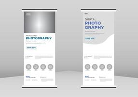 Photography Roll Up Banner Design, Photography Services Roll Up Banner, Digital Photography Banner Design, Professional Photographer Service DL Flyer, Trend Business Roll Up Banner Design vector