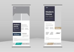 Real Estate Roll Up Banner Design, House For Sale Roll Up Banner, Real Estate Property Examples Service Banner Design, House sale poster promotional DL Flyer vector