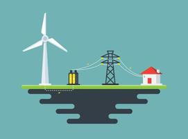 Wind Power, Green Energy. Vector illustration