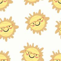 seamless pattern with sun in hand drawing style vector