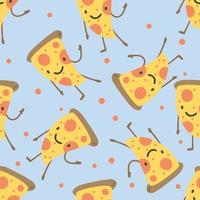 seamless pattern with pizza in hand drawing style vector