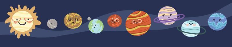 planetas divertidos en el sistema solar vector