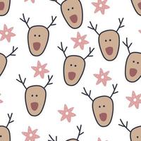 seamless pattern with deer in hand drawing style vector