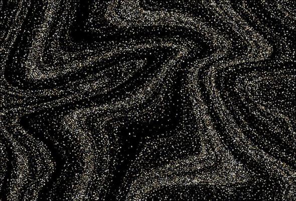 Christmas background. Gold and silver confetti on black.