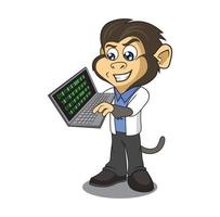 Monkey hacker cartoon character design illustration vector