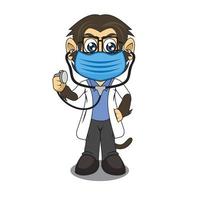 Monkey doctor cartoon character design illustration vector