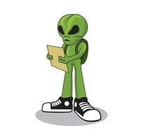 ilustración de diseño de personaje alienígena verde vector