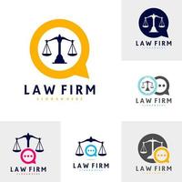 Set of Justice chat logo vector template, Creative Law Firm logo design concepts