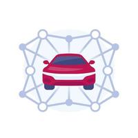 carsharing illustration with a car and routes vector