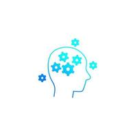 thinking icon, gears in head, idea generation vector