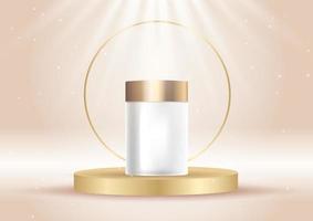 product display background with blank cosmetic bottle vector