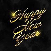 Happy New Year background  with metallic gold lettering vector