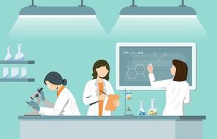 Busy Women Scientist at Lab vector