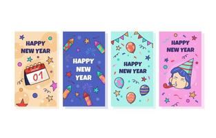 divertida colección de tarjetas de año nuevo vector