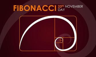 Fondo del día de Fibonacci. 23 de noviembre. Tarjeta de felicitación, carta, póster o pancarta premium y de lujo. con el icono de forma de proporción áurea. ilustración vectorial vector