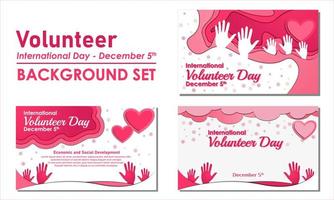 International Volunteer Day Background. December 5. Premium and luxury greeting card, letter, poster, or banner. With a hand, heart, and love sign icon vector