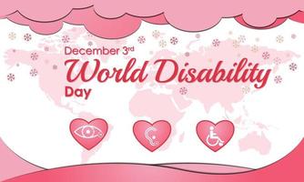 International Day of Persons with Disabilities. December 3. Premium and luxury background, greeting card, letter, poster, or banner. With earth, wheelchair, and disability sign icon vector