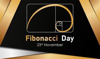 Fondo del día de Fibonacci. 23 de noviembre. Tarjeta de felicitación, carta, póster o pancarta premium y de lujo. con el icono de forma de proporción áurea. ilustración vectorial vector