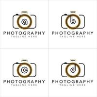 Set of Camera Photography Logo. With initial letter a b c d. Minimalist and luxury concept. vector