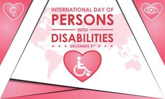 International Day of Persons with Disabilities. December 3. Premium and luxury background, greeting card, letter, poster, or banner. With earth, wheelchair, and disability sign icon vector
