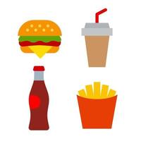 fast food flat icons vector