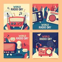 publicaciones en redes sociales del día mundial de la radio vector