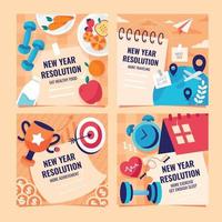 plantilla de redes sociales de resolución de año nuevo vector