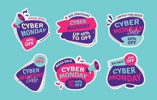 Cyber Monday Sticker Set vector