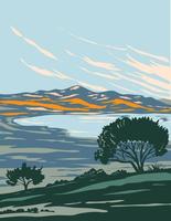 Antelope Island State Park Located in Antelope Island Great Salt Lake Utah USA WPA Poster Art vector