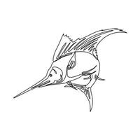 Sailfish Jumping Up Continuous Line Drawing vector