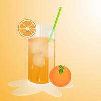 ilustración de jugo de naranja hielo derretido bajo el sol vector