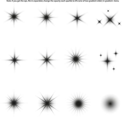 black shiny sparkle star in transparent style