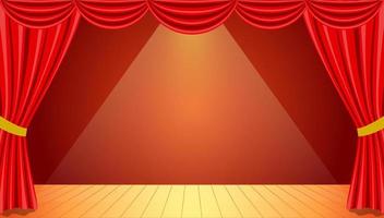 Escenario de teatro dramático en glamour rojo diseño, espacio de copia vector