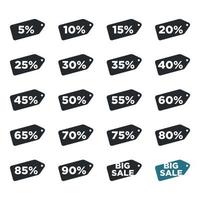 Set Discount Tag Icon Vector Template Flat Design