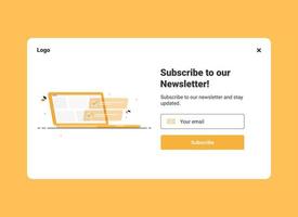 UI template for subscription to newsletter vector