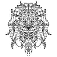 Lion face hand drawn for adult coloring book vector