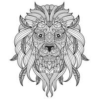 Lion face hand drawn for adult coloring book vector