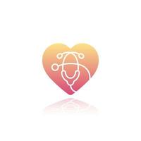 Heart with stethoscope icon on white vector